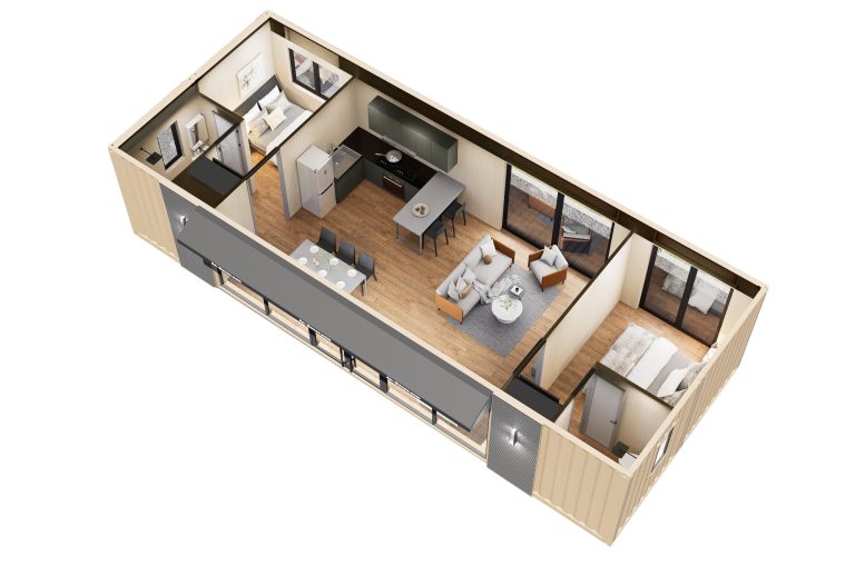 40-foot combination shipping container house